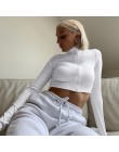 Rapwriter na co dzień z golfem środkowy zamek błyskawiczny z dzianiny prążkowany elastyczny biały t-shirt dziewczyna 2019 jesień