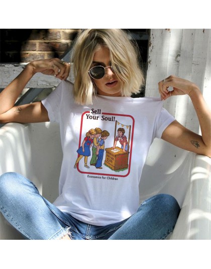 Lato 2019 Vintage Harajuku śmieszne estetyka biała para T-Shirt kobiety moda na co dziń z nadrukiem z krótkim rękawem topy Camis