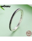 WOSTU autentyczne 925 Sterling Silver Finger wieżowych pierścienie z czarnym CZ dla kobiet moda biżuteria fajny prezent FIR114