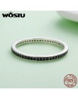 WOSTU autentyczne 925 Sterling Silver Finger wieżowych pierścienie z czarnym CZ dla kobiet moda biżuteria fajny prezent FIR114