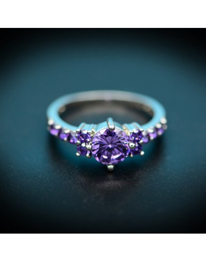 Trendy kamienie szlachetne srebro 925 biżuteria akwamaryn pierścień dla kobiet srebrny pierścień ametyst niebieski szafir pierśc