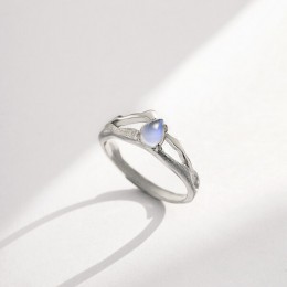 Thaya naturalne niebieskie światło Moonstone pierścionki miłośników romantyczny pierścień 100% s925 srebrny pancerz zespoły dla 