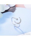 100% 925 solidna prawdziwe srebro Fine Jewelry Moon Star CZ koktajl pierścień otwierający Sizable dla kobiet dziewczyna prezent 