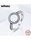 WOSTU 2019 gorąca sprzedaż prawdziwe 925 srebro okrągłe pierścienie szczęście koło pierścienie dla kobiet moda biżuteria ślubna 