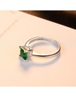 CZCITY Emerald proste kobiet cyrkon kamień palec serdeczny 925 Sterling Silver kobiety biżuteria Prom obrączki ślubne marki prez