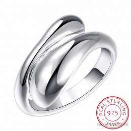 Kropla wody 925 srebro pierścionki dla kobiet bijoux, śliczne otwarcie regulowany pierścień anillos de plata 925 anel feminino b
