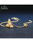 LAMOON Cute Bee 925 srebro bransoletka kobieta miłość cytrynowe kamienie szlachetne biżuteria 14K pozłacane projektant biżuterii