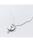 PANSYSEN czysta 925 Sterling Silver kot urok wisiorek naszyjniki dla kobiet nowa moda Jewely małe Chokers naszyjniki Fine Jewelr
