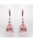 14K różowe złoto różowe diamentowe kolczyki dla kobiet moda różowy Topaz kamień Bizuteria 14K złota granat spadek kolczyk Orecch