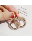 Nowy 925 srebrna igła rhinestone koło kryształ z Swarovskis kolczyki temperament koreański osobowość dziki dzień matki prezent