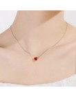 Begua Ringen 925 srebro naszyjnik czerwony w kształcie serca łańcuszek do obojczyka zwykłe kryształki dla kobiet biżuteria ślubn