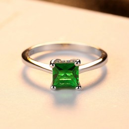CZCITY Emerald proste kobiet cyrkon kamień palec serdeczny 925 Sterling Silver kobiety biżuteria Prom obrączki ślubne marki prez