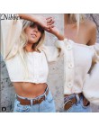 Nibber moda damska seksowny głęboki dekolt koszulka top jesień nowy elegancki biały krótki top party Solid Color miękka elastycz