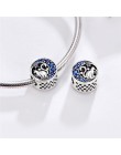 DALARAN 925 srebro Charms niebieski księżyc gwiazda koraliki dla DIY emalia Fine Jewelry Making Fit oryginalny Charm bransoletki