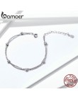 BAMOER 925 srebrny łańcuszek bransoletka kobiety kule podwójna warstwa Link Chain bransoletki kobiet srebro biżuteria 2019 SCB13