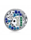 DALARAN 925 srebro Charms niebieski księżyc gwiazda koraliki dla DIY emalia Fine Jewelry Making Fit oryginalny Charm bransoletki