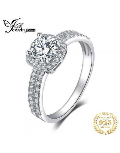 JewelryPalace 1ct CZ pierścionek zaręczynowy aureola 925 srebro pierścionki dla kobiet pierścionek jubileuszowy obrączki srebro 