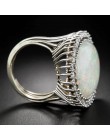 Jellystory Trendy srebro 925 biżuteria pierścień owalny kształt Opal kamień cyrkonowy pierścienie dla kobiet Wedding Party preze