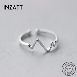 INZATT prawdziwe 925 srebro nieregularne geometryczne fala regulowany pierścień Fine Jewelry dla kobiet Party akcesoria z charak