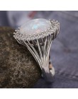 Jellystory Trendy srebro 925 biżuteria pierścień owalny kształt Opal kamień cyrkonowy pierścienie dla kobiet Wedding Party preze