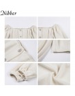 Nibber moda damska seksowny głęboki dekolt koszulka top jesień nowy elegancki biały krótki top party Solid Color miękka elastycz