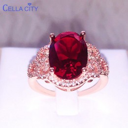 Cellacity srebrny pierścionek 925 z duży owalny rubinowy srebrna biżuteria z kamieniami szlachetnymi kobiety zaręczyny hurtownia