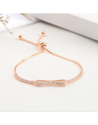 Ruifan moda Box Chain Bowknot 100% 925 srebro bransoletka panie Cubic cyrkon bransoletki kobiet kobiet biżuteria YBR057