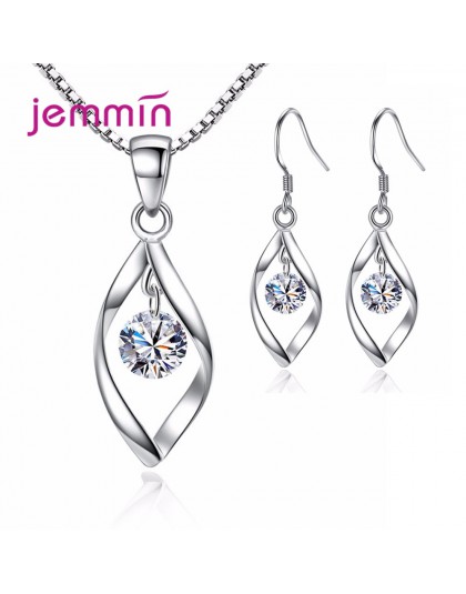 Oryginalny 925 Sterling Silver moda geometryczne wiszące naszyjniki spadek kolczyki zestawy biżuterii dla kobiet miłośników prez