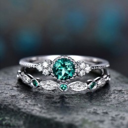 Cellacity klasyczny srebrny 925 pierścień dla uroku kobiety z okrągłymi szmaragdowymi kamieniami szlachetnymi srebro 925 biżuter