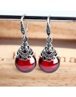 JIASHUNTAI Retro 100% 925 Sterling Silver okrągły granat spadek kolczyki dla kobiet naturalny czerwony kamień szlachetny Ruby Fi