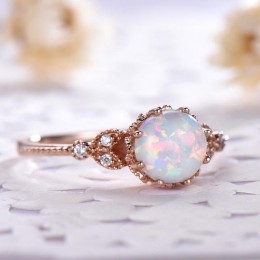 Cellacity 925 srebrny pierścionek z okrągłym kamieniem księżycowym/Opal kamień ślub biżuteria zaręczynowa ring Finger hurtowych 