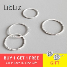 LicLiz 2020 nowy 925 Sterling Silver skręcone pleciona lina pierścienie dla kobiet mężczyzn pierścionek do noszenia warstwowego 