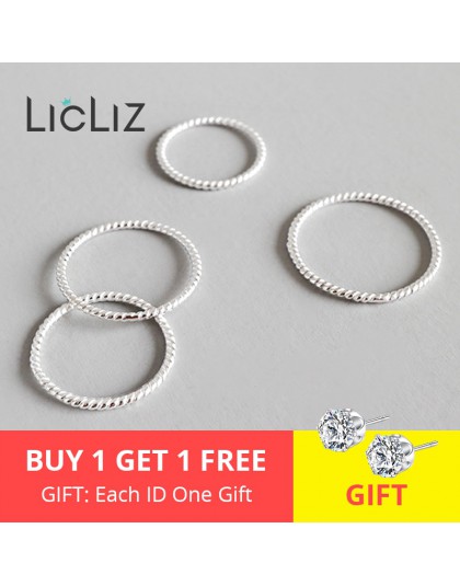 LicLiz 2020 nowy 925 Sterling Silver skręcone pleciona lina pierścienie dla kobiet mężczyzn pierścionek do noszenia warstwowego 