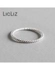 LicLiz 2020 nowy 925 Sterling Silver skręcone pleciona lina pierścienie dla kobiet mężczyzn pierścionek do noszenia warstwowego 