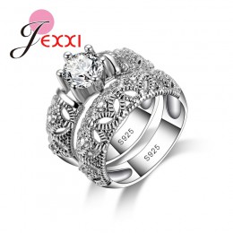 Moda 925 srebro pierścionki dla kobiet rocznica miłość pierścień białe złoto Hollow zaręczyny kobiece zestawy pierścionków biżut