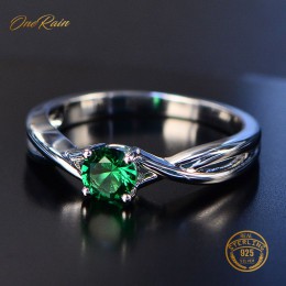 OneRain nowy 100% 925 Sterling Silver naturalny różowy szafir szmaragd kamień ślub zaręczyny Cocktaill pierścień biżuteria hurto