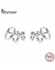 BAMOER Ear Cuff oryginalna 925 Sterling Silver Punk Tirple koło Hoop kolczyki dla kobiet klipsy do uszu Chic biżuteria BSE085