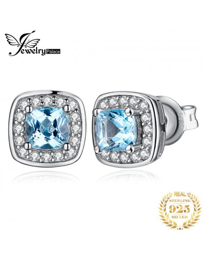 JewelryPalace poduszka oryginalne niebo niebieski topaz stadniny kolczyki 925 srebro kolczyki dla kobiet koreański kolczyki biżu