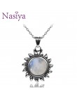 Biżuteria damska srebrny łańcuszek z ozdobnym kamieniem księżycowym w kształcie słońca damski młodzieżowy