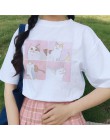 Kobieta kot kreskówkowy topy koszulki z krótkim rękawem casual Ulzzang kawaii harajuku album dropshipping vintage z krótkim ręka