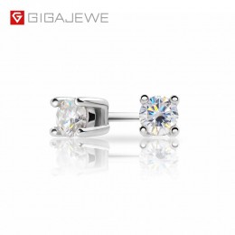 GIGAJEWE EF okrągły Cut całkowita 0.2ct diament Test przeszedł Moissanite 18K pozłacane kolczyki ze srebra próby 925 biżuteria p