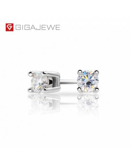 GIGAJEWE EF okrągły Cut całkowita 0.2ct diament Test przeszedł Moissanite 18K pozłacane kolczyki ze srebra próby 925 biżuteria p
