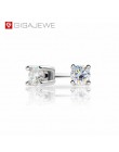 GIGAJEWE EF okrągły Cut całkowita 0.2ct diament Test przeszedł Moissanite 18K pozłacane kolczyki ze srebra próby 925 biżuteria p
