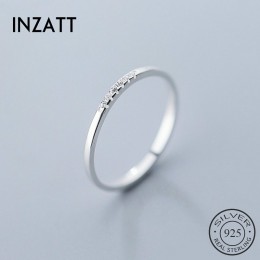 INZATT prawdziwe 925 ze srebra wysokiej próby z cyrkonią geometryczne okrągły pierścień dla kobiet mody biżuterii minimalistyczn