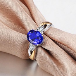 Cellacity klasyczne 925 srebrne pierścionki luksusowe biżuteria z owalnym Sapphire srebrny pierścionek z kamieniem dla kobiet cy