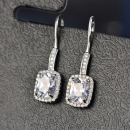 OneRain 100% 925 Sterling Silver 6*8 MM Emerald Citrine Sapphire Gems Drop haczyk do podwieszania kolczyki dla kobiet biżuteria 