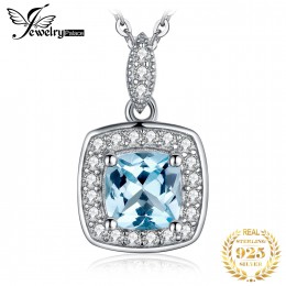 JewelryPalace naturalny niebieski Topaz wisiorek naszyjnik 925 Sterling Silver kamienie szlachetne Choker komunikat naszyjnik ko