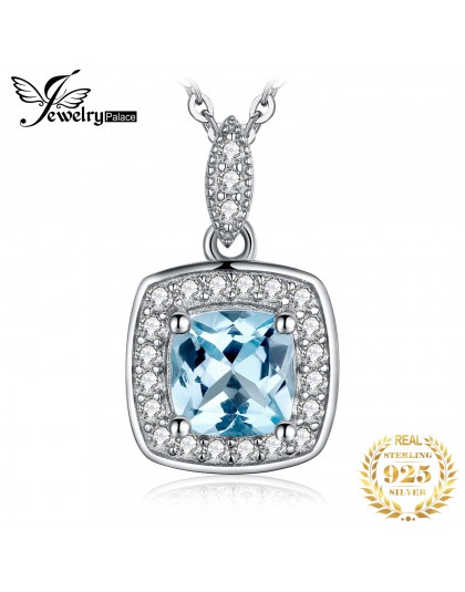 JewelryPalace naturalny niebieski Topaz wisiorek naszyjnik 925 Sterling Silver kamienie szlachetne Choker komunikat naszyjnik ko