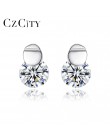 CZCITY wysokiej jakości 7mm okrągła cyrkonia sześcienna stadnina kolczyk dla kobiet moda 925 srebro Sterling Femme kolczyk Fine 