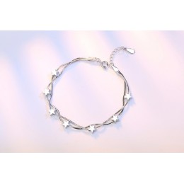 925 srebro bransoletka kwadratowe pudełko gwiazda podwójny łańcuch regulowana bransoletka Anklet dla kobiet pulseira S-B167